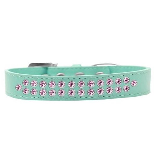 Unconditional Love Two Row Light Pink Crystal Dog CollarAqua Size 14 UN851314